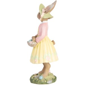 Clayre & Eef Lapin déco Beige Jaune 5x6x12 cm Décoration de Pâques Polyrésine