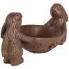 Clayre & Eef Déco Lapin avec œuf Marron 34x15x15 cm Style rustique Polyrésine