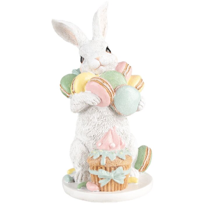 Clayre & Eef Décoration Lapin blanc rose 13x15x25 cm Décoration de Pâques