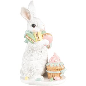 Clayre & Eef Décoration Lapin blanc rose...