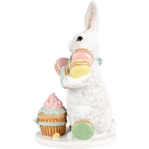 Clayre & Eef Décoration Lapin blanc rose 13x15x25 cm Décoration de Pâques