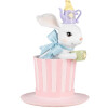 Clayre & Eef Figurine décorative Lapin sur chapeau blanc rose Ø 18x26 cm style rustique