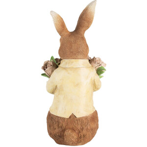 Clayre & Eef Décoration Lapin Polyrésine Marron Beige 19x23x39 cm Maison de campagne