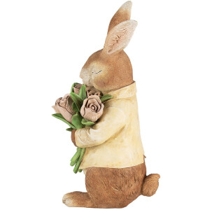 Clayre & Eef Décoration Lapin Polyrésine Marron Beige 19x23x39 cm Maison de campagne