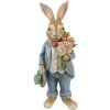 Clayre & Eef Figurine décorative Lapin style maison de campagne brun bleu 11x10x26 cm