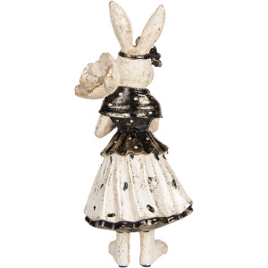 Clayre & Eef Lapin déco Beige Noir 13x11x30 cm Figurine de Pâques en polyrésine