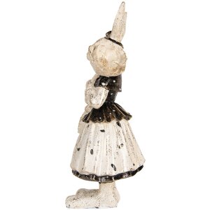 Clayre & Eef Lapin déco Beige Noir 13x11x30 cm Figurine de Pâques en polyrésine
