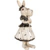 Clayre & Eef Lapin déco Beige Noir 13x11x30 cm Figurine de Pâques en polyrésine
