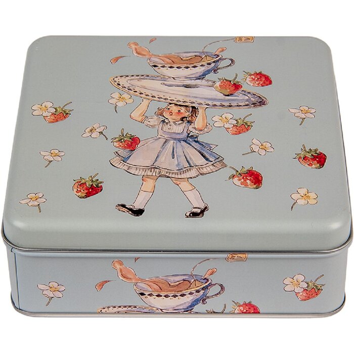 Clayre & Eef 6BL0139 Boîte de conserve Bleu 17x17x6 cm Rétro Vintage