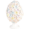 Clayre & Eef Œuf décoratif motif floral blanc rose Ø 12x19 cm