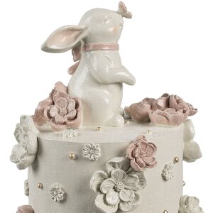 Clayre & Eef Décoration Gâteau Ø 18x32 cm Blanc Rose Or Décoration de Pâques