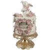 Clayre & Eef Décoration Gâteau Ø 18x32 cm Blanc Rose Or Décoration de Pâques