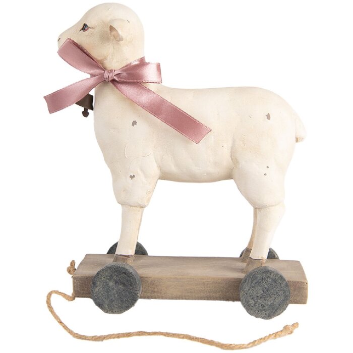 Clayre & Eef Figurine décorative Mouton style campagnard Polyrésine Beige Marron 17x9x20 cm