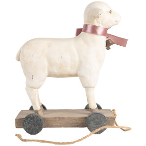 Clayre & Eef Figurine décorative Mouton style campagnard Polyrésine Beige Marron 17x9x20 cm
