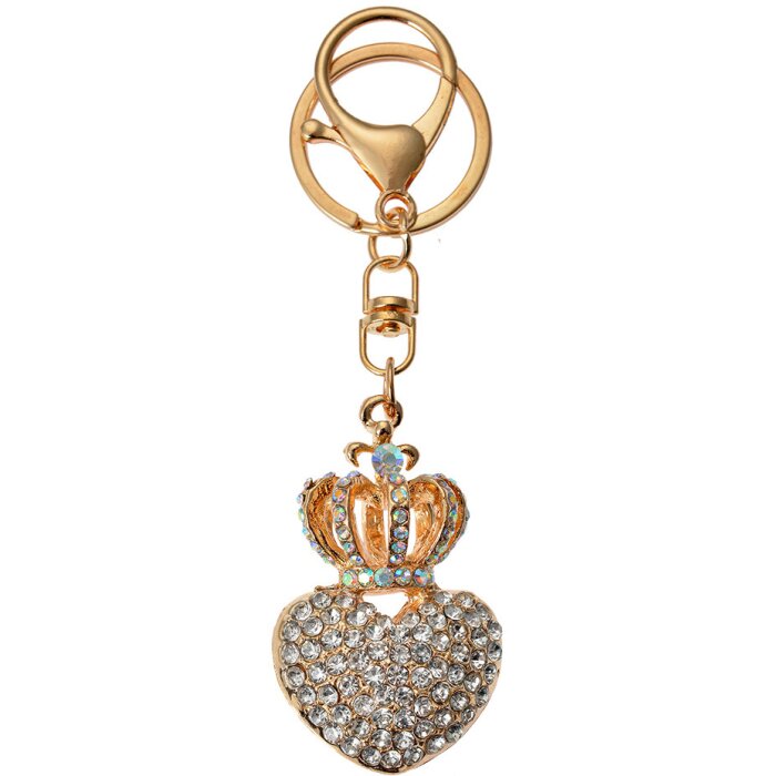 Juleeze JZKC0201 Porte-clés or cœur couronne strass 3x2x5 cm