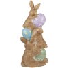 Clayre & Eef Figurine décorative Lapin avec oeufs de Pâques 72 cm Marron Rose Bleu Vert