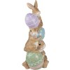 Clayre & Eef Figurine décorative Lapin avec oeufs de Pâques 72 cm Marron Rose Bleu Vert