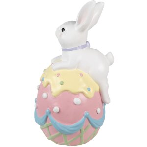 Clayre & Eef Décoration Lapin sur œuf de Pâques pastel 32x28x55 cm style campagnard
