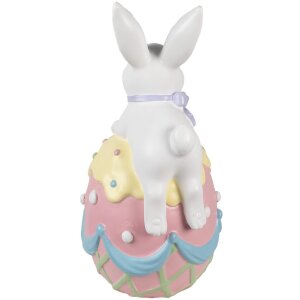 Clayre & Eef Décoration Lapin sur œuf de Pâques pastel 32x28x55 cm style campagnard