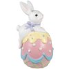 Clayre & Eef Décoration Lapin sur œuf de Pâques pastel 32x28x55 cm style campagnard