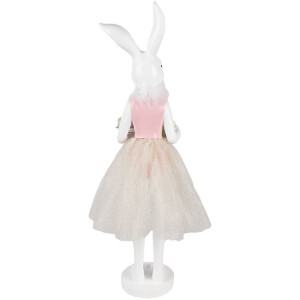 Clayre & Eef Décoration Lapin blanc rose 20x17x76 cm Polyrésine Décoration de Pâques