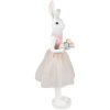 Clayre & Eef Décoration Lapin blanc rose 20x17x76 cm Polyrésine Décoration de Pâques