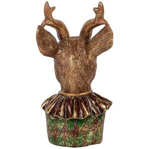 Clayre & Eef Décoration Buste de cerf brun rouge or 13x11x22 cm look vintage