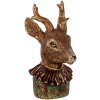 Clayre & Eef Décoration Buste de cerf brun rouge or 13x11x22 cm look vintage
