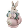 Clayre & Eef Pot décoratif Motif lapin Beige Rose 13x8x14 cm Polyrésine