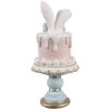 Clayre & Eef Déco Lapin sur support à gâteau Rose Blanc Ø 9x20 cm