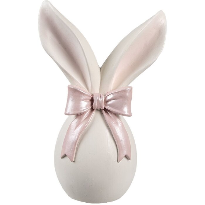 Clayre & Eef Déco Lapin blanc rose 12x8x18 cm Polyrésine Pâques Printemps