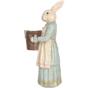 Clayre & Eef Lapin déco Polyrésine Beige Bleu 23x17x46 cm Style vintage