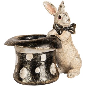 Clayre & Eef Lapin décoratif Beige Noir 20x13x19 cm Polyrésine Vintage-Look