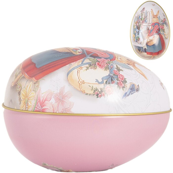 Clayre & Eef Œuf décoratif Fer blanc Rose 8x13 cm Nostalgie Décoration de Pâques