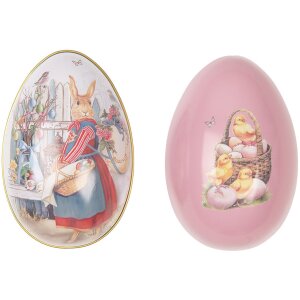 Clayre & Eef Œuf décoratif Fer blanc Rose 8x13 cm Nostalgie Décoration de Pâques