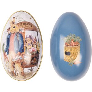 Clayre & Eef Œuf décoratif style campagnard fer blanc bleu 7x11x7 cm