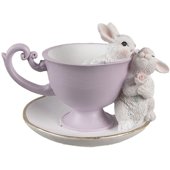 Clayre & Eef 6PR5177 Décoration Lapin Blanc Violet 16x13x12 cm
