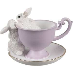 Clayre & Eef 6PR5177 Décoration Lapin Blanc Violet 16x13x12 cm