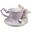 Clayre & Eef 6PR5177 Décoration Lapin Blanc Violet 16x13x12 cm