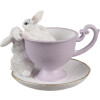 Clayre & Eef 6PR5177 Décoration Lapin Blanc Violet 16x13x12 cm
