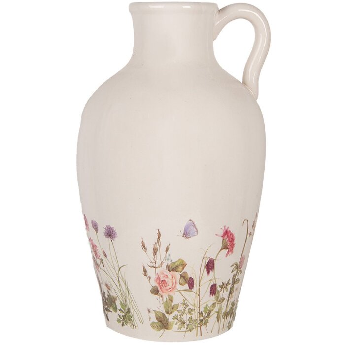 Clayre & Eef Pot décoratif style campagnard Beige Rose Ø 30 cm Hauteur 50 cm