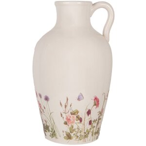 Clayre & Eef Pot décoratif style campagnard Beige Rose Ø 30 cm Hauteur 50 cm