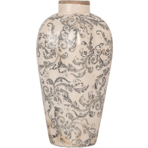 Clayre & Eef 6CE1934S Vase Céramique Beige Gris 17x30 cm style rustique