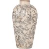 Clayre & Eef 6CE1934S Vase Céramique Beige Gris 17x30 cm style rustique