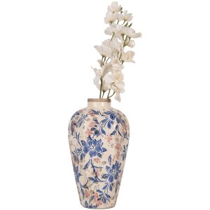 Clayre & Eef 6CE1935S Vase style campagnard Beige Bleu Ø17x30 cm Céramique