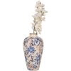 Clayre & Eef 6CE1935S Vase style campagnard Beige Bleu Ø17x30 cm Céramique