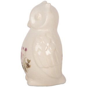 Clayre & Eef Chouette décorative Céramique Beige Rose 11x10x17 cm style rustique