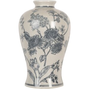 Clayre & Eef 6CE2072 Vase en céramique blanc-bleu style boho 19x32 cm