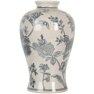 Clayre & Eef 6CE2072 Vase en céramique blanc-bleu style boho 19x32 cm