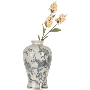 Clayre & Eef 6CE2072 Vase en céramique blanc-bleu style boho 19x32 cm